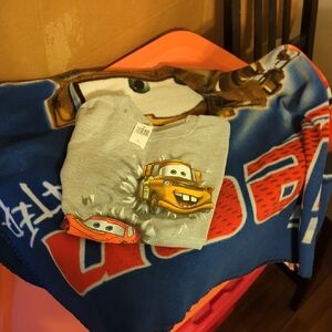Disney Cars Blanket and Shirt Set - Blue and Gray